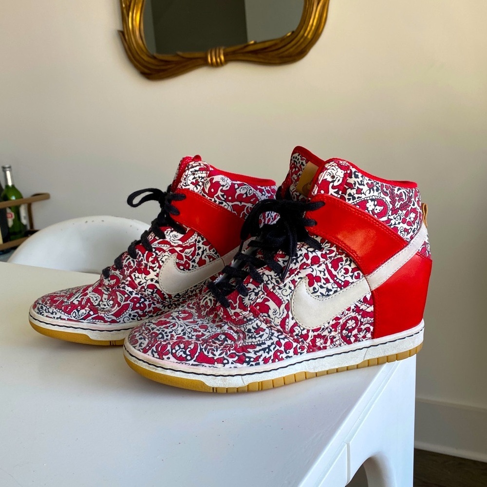 Nike “Liberty of London” floral fabric Sky Hi wedge sneakers